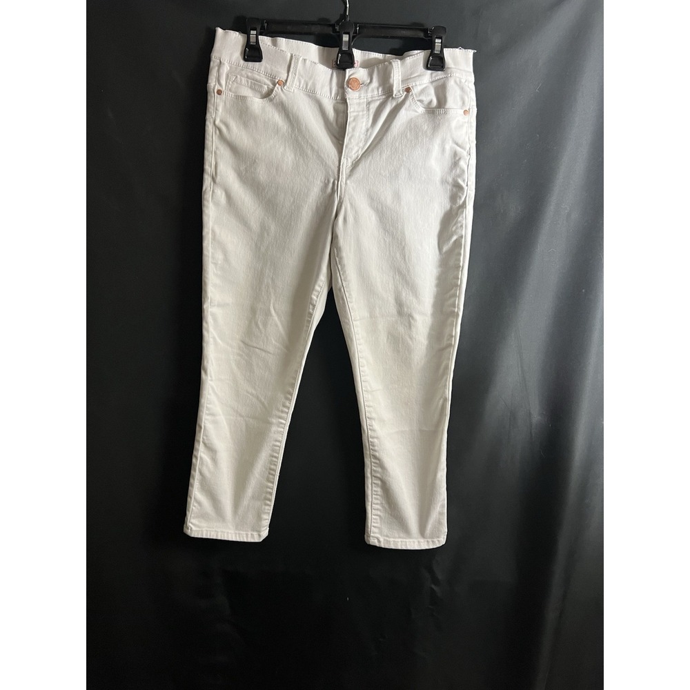 JUICY COUTURE Womens White Stretch Denim Jeans Sz 8 Straight Leg Crop‎ L23" Y2K